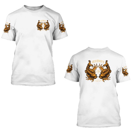 Double Pisces Serenity Koi 3D T Shirts