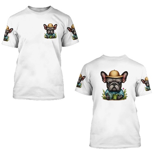 Frenchie Watering Plants 3D T Shirts