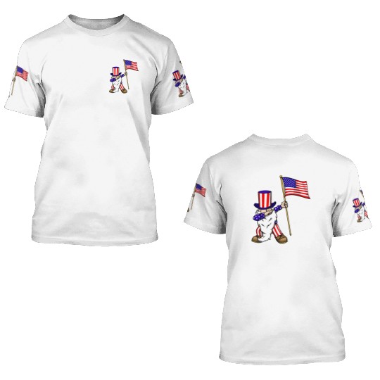 4th of July Gnome Dab 3D T Shirts
