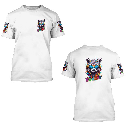 Rockin Raccoon 3D T Shirts