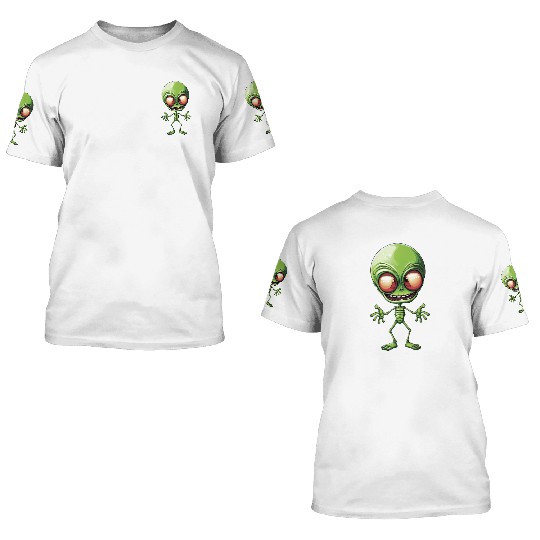 Green Alien: Giant Head from Outer Space 3D T Shirts