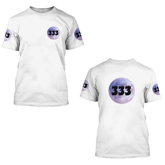 Purple Moon Angel Numbers 333 3D T Shirts