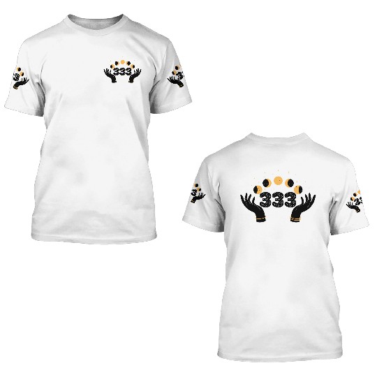 Angel Numbers 333 Moon Cycle Hands 3D T Shirts