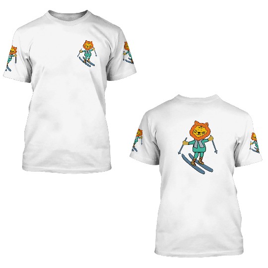 Liger skiing with fancy scarf 3D T Shirts