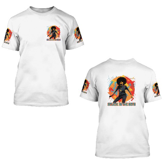 old school hip hops afro girl. 3D T Shirts