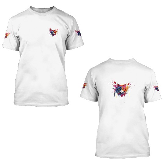 Color Explosion Persian Cat 3D T Shirts