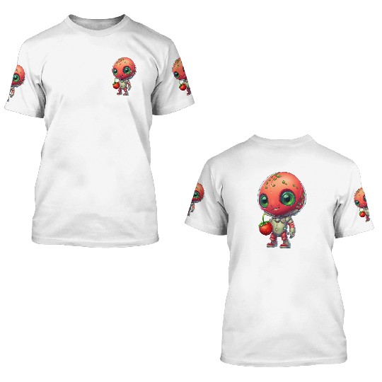 Red Alien Strawberry: Cute Fusion 3D T Shirts