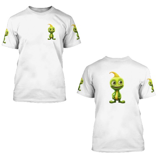 Green Alien & Pumpkin: Unexpected Encounter 3D T Shirts