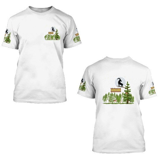 Zodiac Sign Capricorn Astrology Wild Forest 3D T Shirts