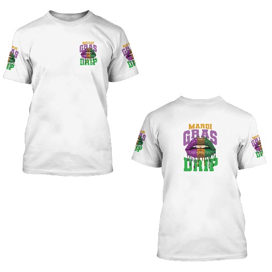 Lips Mardi Gras Drip 3D T Shirts