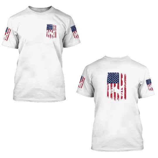 Supercross Freestyle Motocross American Flag 3D T Shirts
