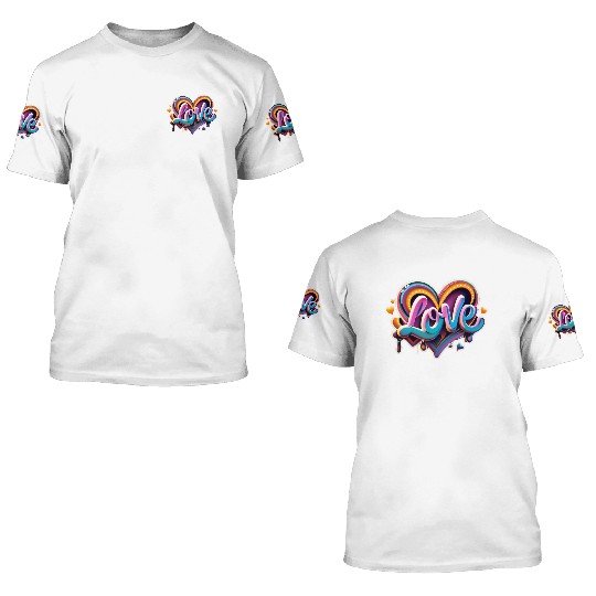 love heart colorful 3D T Shirts