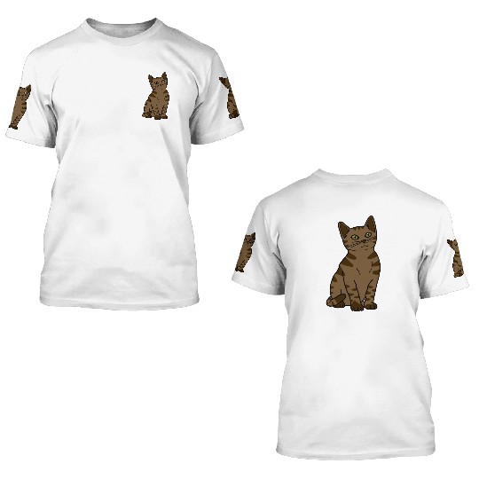 Brown Tabby Cat 3D T Shirts