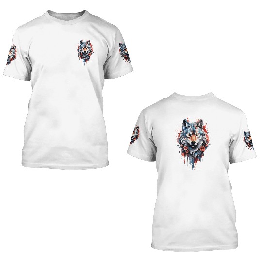 Wolf artwork illustration 3D T Shirts