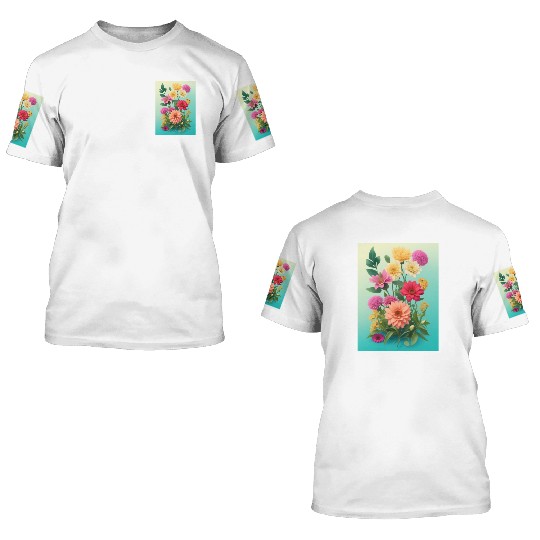 Peach and Pink Spring Flowers 3D T Shirts