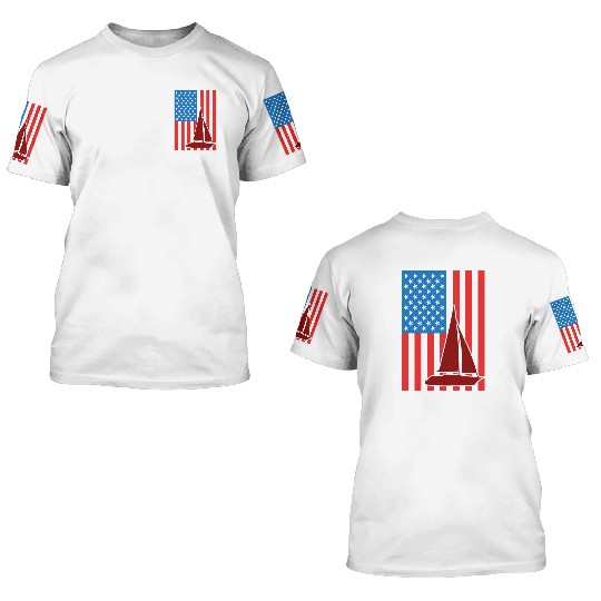 Sailing USA Flag 3D T Shirts