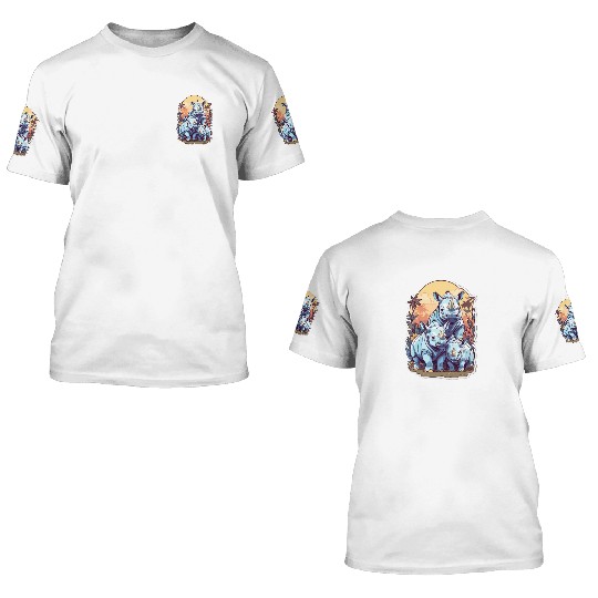 Rhinos Kawaii 3D T Shirts