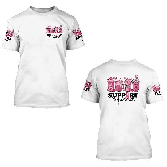 breast cancer coffee support squad 3D T Shirts