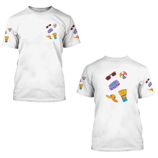 Cute Summer Pool Party Sticker Pack 3D T Shirts