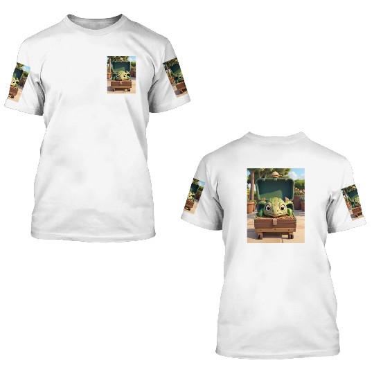 Tortuga grande con caja en jardin 3D T Shirts