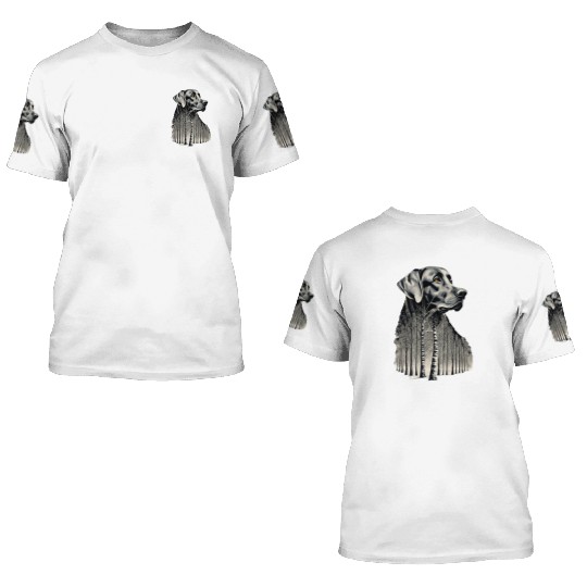 Funny black labrador charcoal drawing 3D T Shirts