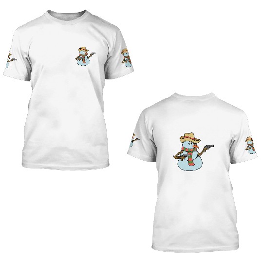 Ew People Armed Snowman Distressed 3D T Shirts