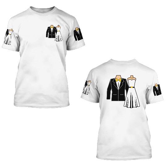 Wedding clothes bride groom 3D T Shirts