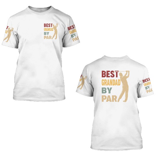 Best Grandad By Par Funny Golf Vintage 3D T Shirts