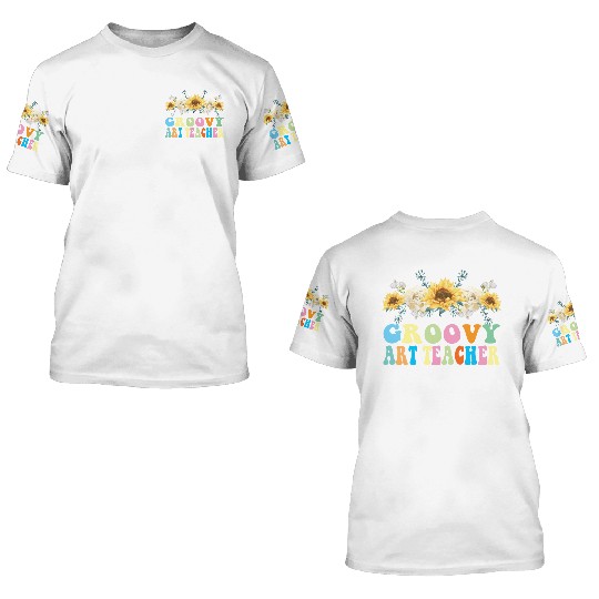Groovy Art Teacher Flower Gift 3D T Shirts