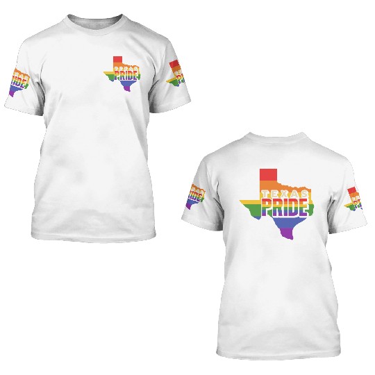 Rainbow Design Texas Map for proud LGBT+ Texans 3D T Shirts