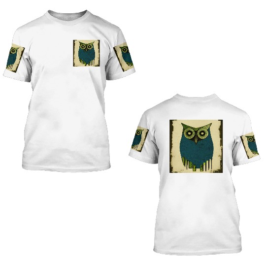 Mod Owl: Woodcut Owl 3D T Shirts