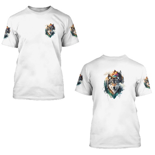 Majestic Mountain Wolf Nature Inspired Artwork 3D T Shirts