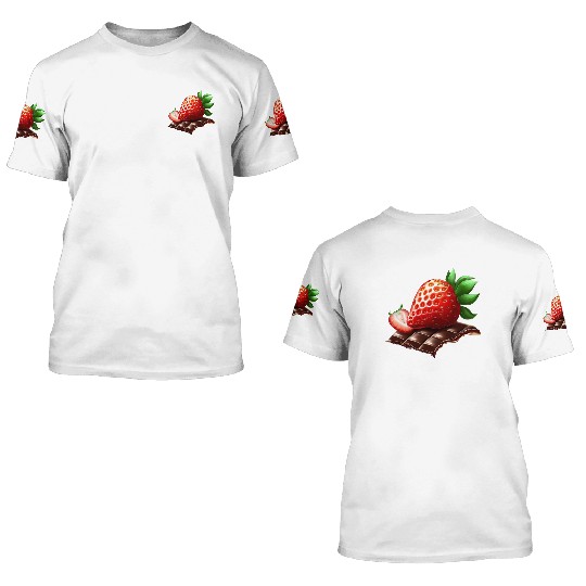 Sweet Temptation: Strawberry Meets Dark Chocolate 3D T Shirts