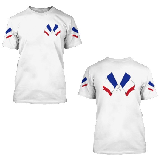 Crossed two flags France 3D T Shirts