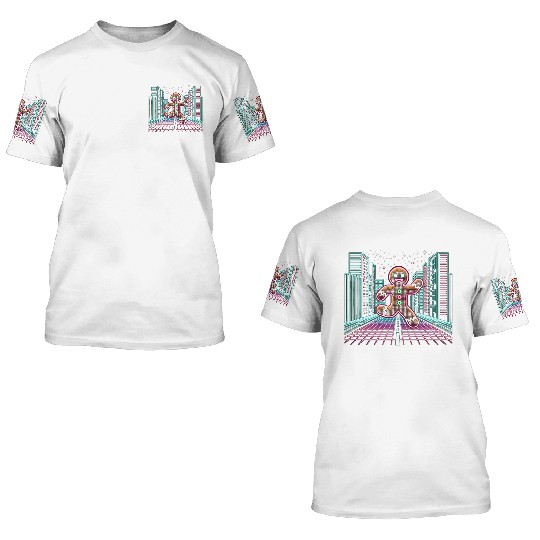 The Gingerbread Sprinter - Retro Arcade Holiday 3D T Shirts