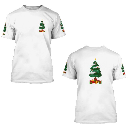 Merry Christmas Tree with Surprise Presents Boxes 3D T Shirts
