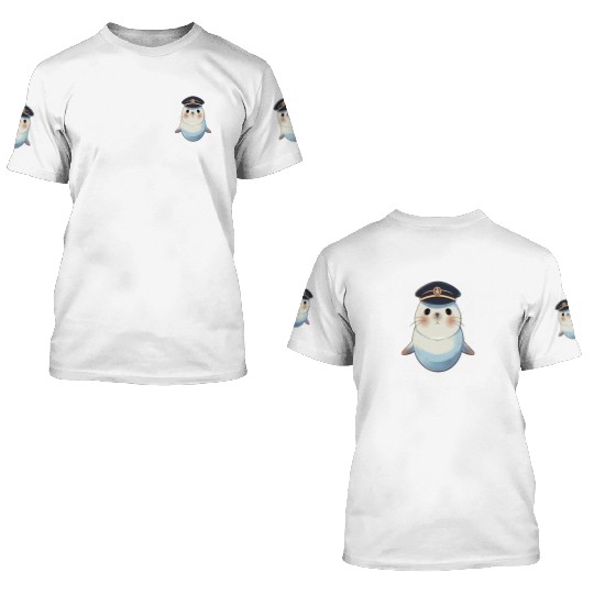 Seal Sailor Cap Boat Captain Cap Boating Seal 3D T Shirts