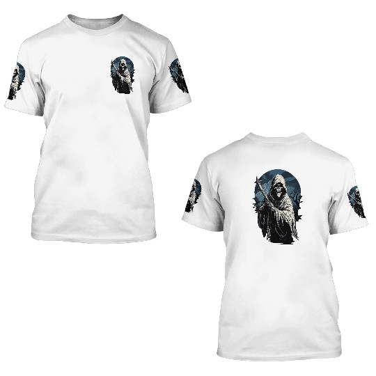 Spooky Halloween Grim Reaper 3D T Shirts