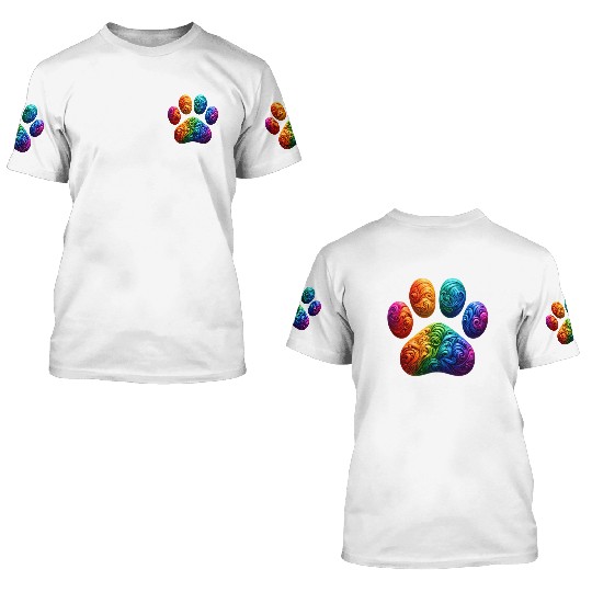 Colorful Paw Prints Edition 3D T Shirts