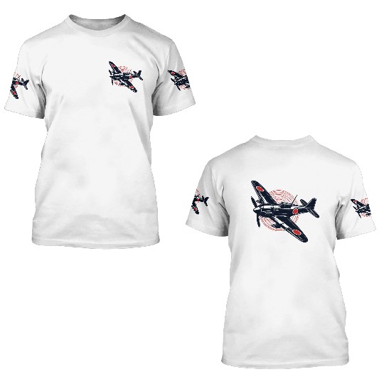 WWII Japanese Mitsubishi A6M Zero Fighter 3D T Shirts