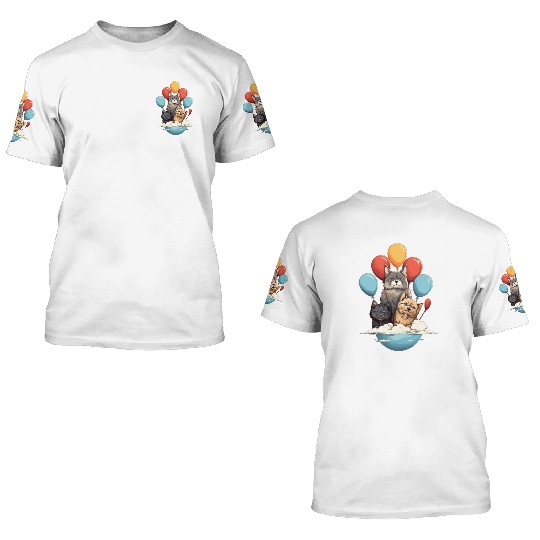 Cats, Dogs & Balloons 3D T Shirts