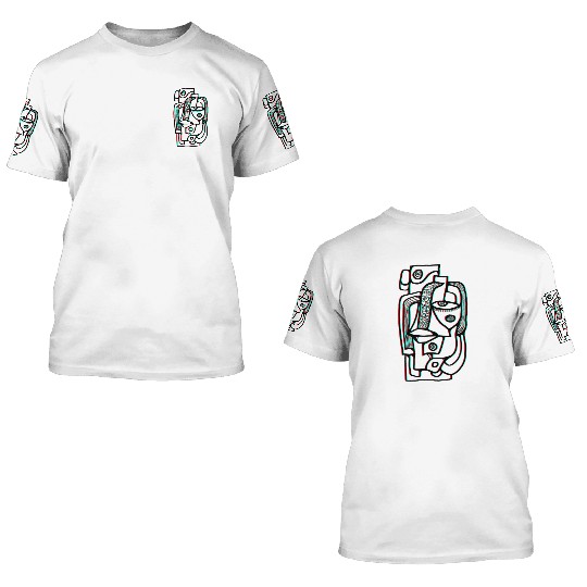 Abstract lines portrait 3D T Shirts