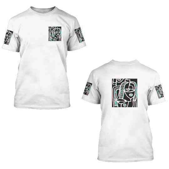 Abstract lines portrait 3D T Shirts