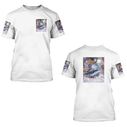 Whale's Celestial Journey 3D T Shirts