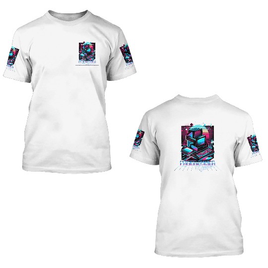 Retro Neon Programmer Vibes 90s 3D T Shirts