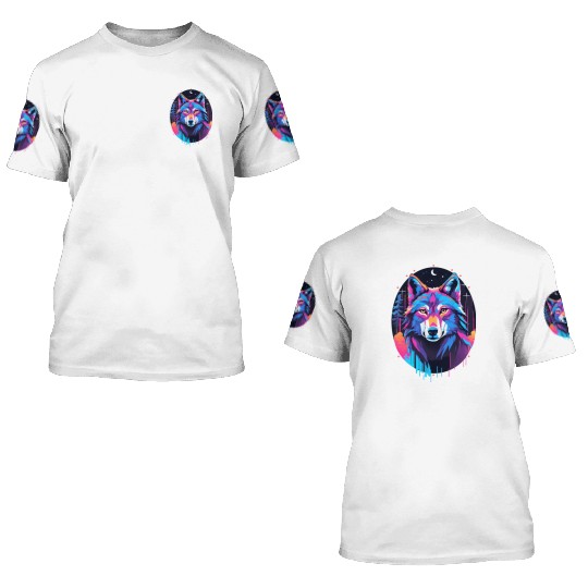 Eerie Blacklight Wolf 3D T Shirts - Neon Colors
