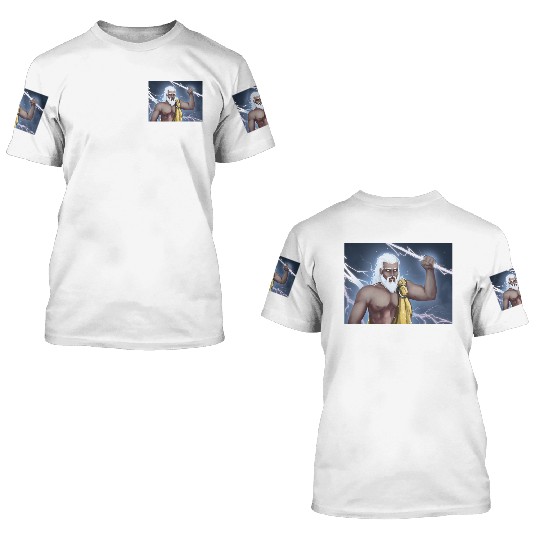 A Titan holding a lightning bolt 3D T Shirts