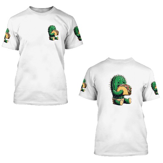 Mexican taco cactus 3D T Shirts