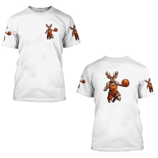 Basketball player deer 3D T Shirts