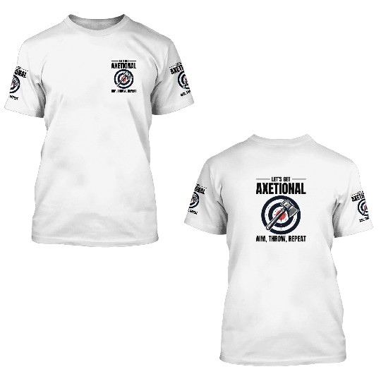 Axetional Axe Throwing Bullseye Aim Throw Repeat 3D T Shirts